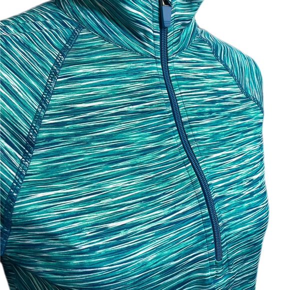 EXERTEK ATHLETIC HALF ZIP STRIPED/HEATHERED PULLOVER WITH THUMB HOLE - Picture 6 of 7